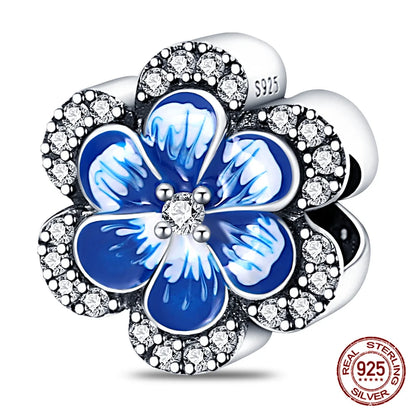 Elegant Sterling Silver Purple Flower Beads for DIY Jewelry and Charm Bracelets