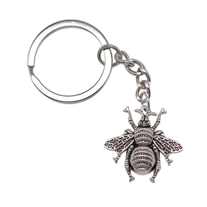 Vintage Bee Pendant Keychain for Men in Antique Bronze and Silver