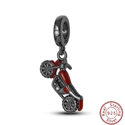 Sterling Silver Sports Car Motorcycle Charm Beads for DIY Jewelry Making KJC243