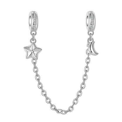 925 Sterling Silver Clover Daisy Star Moon Pavé Safety Chain Bow Necklace and Bracelet Set Luxury Fine Jewelry for Women