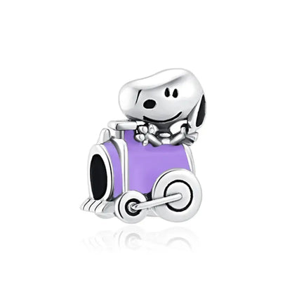 Exquisite 925 Silver Dog Car Bead Bicycle Pendant for DIY European Bracelet Accessories