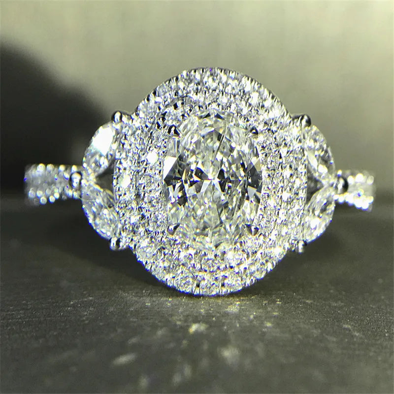 Classic Lady Lab Diamond Ring in 925 Sterling Silver Elegant Bridal Engagement Jewelry Gift for Women Style 14