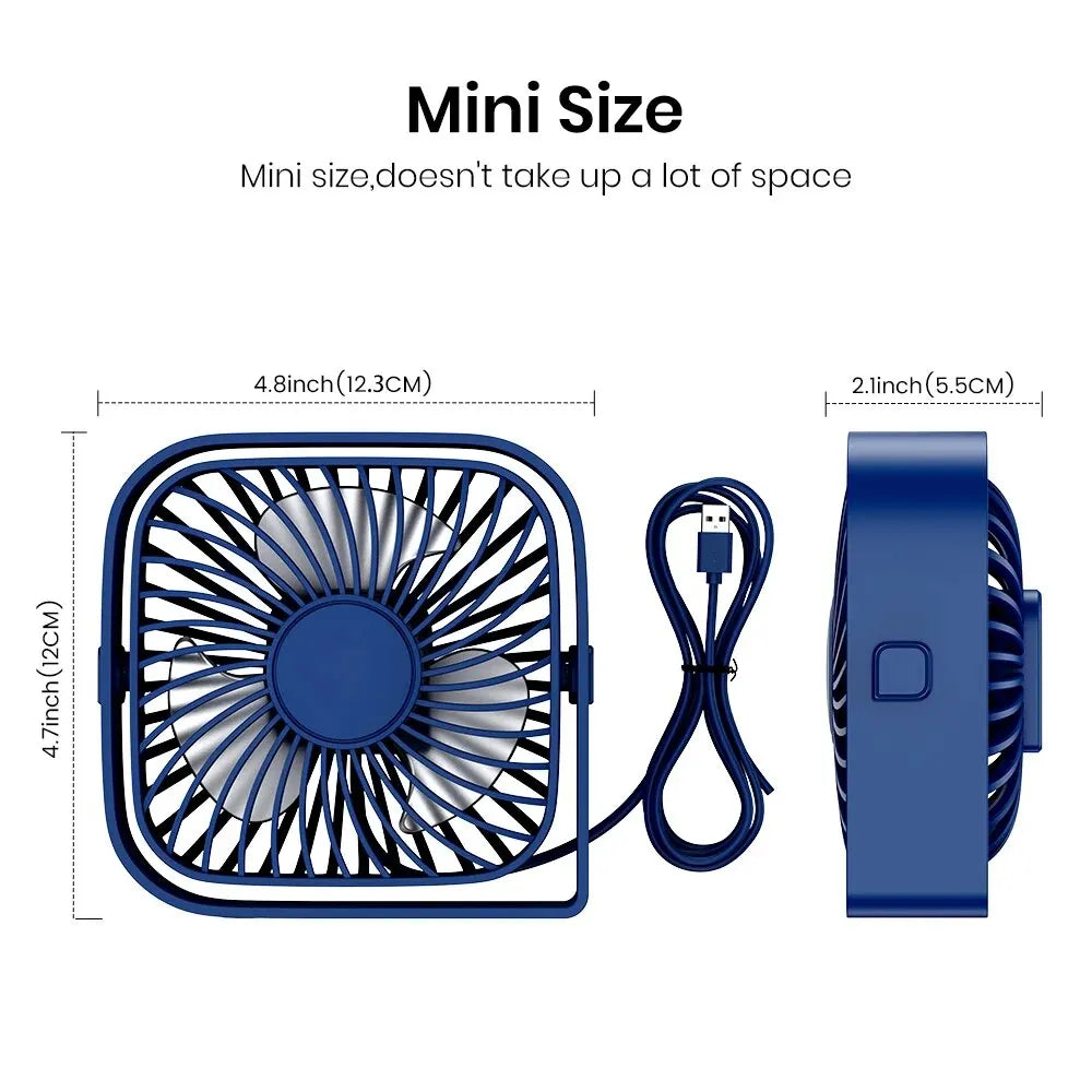 TOPK Mini Portable Fan, USB Desk Fan Table, Quiet 3 Speed Wind Personal Fan 360° Rotatable Head