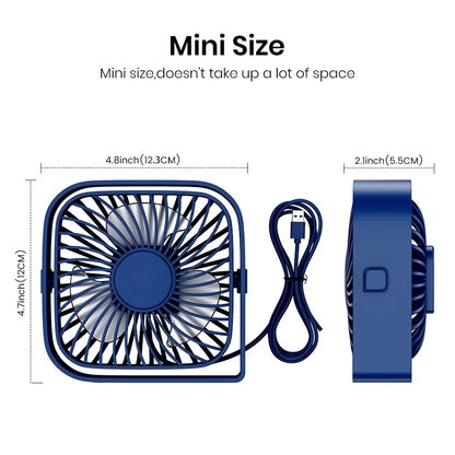 TOPK Mini Portable Fan, USB Desk Fan Table, Quiet 3 Speed Wind Personal Fan 360° Rotatable Head