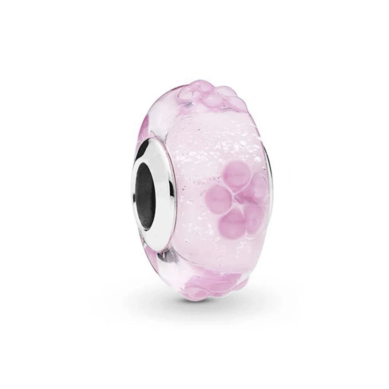 Hot Pink Murano Glass Charm Bead For 925 Bracelet Pendant