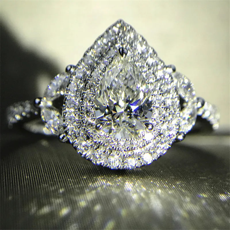 Classic Lady Lab Diamond Ring in 925 Sterling Silver Elegant Bridal Engagement Jewelry Gift for Women Style 4