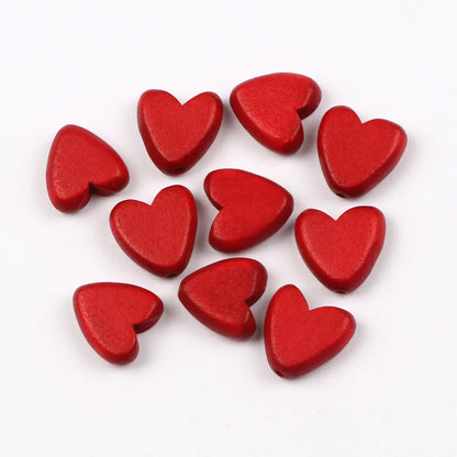 Multicolor Natural Wood Heart Shape Beads Set for DIY Jewelry and Bracelet Making