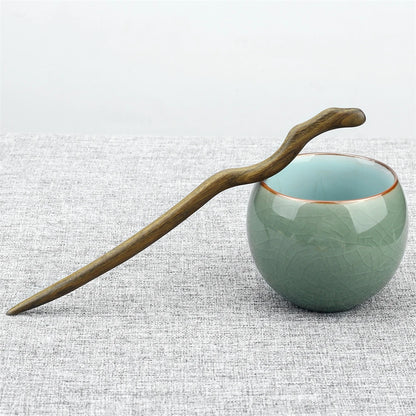 Vintage Green Sandalwood Hair Stick Chinese Style Natural Wood Hairpin Jewelry
