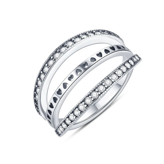 Silver Plated Luxury Stackable Ring for Women with Infinite Flower Design and Zircon Stone for Engagement and Wedding Parties APTR019