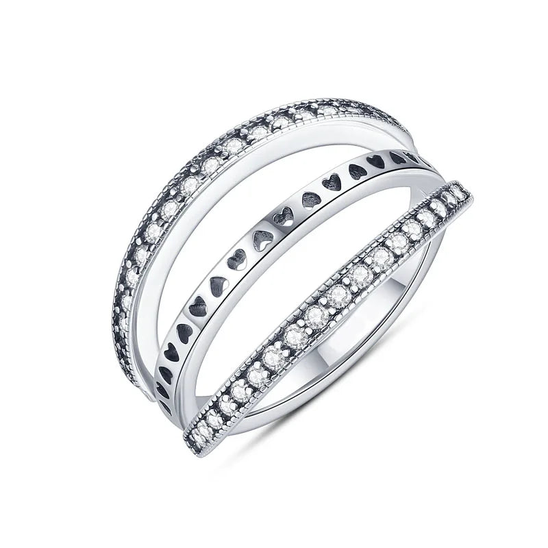 Silver Plated Luxury Stackable Ring with Infinite Flower Design and Zircon for Women Engagement and Wedding Parties APTR046