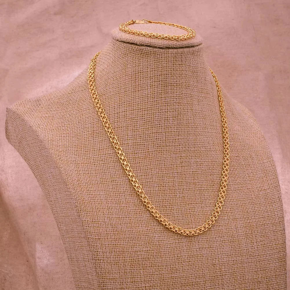 Dubai Gold Color African Jewelry Set for Women and Girls - Elegant Arabic Indian Wedding Necklace and Earrings