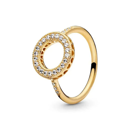 Elegant Gold-Tone 925 Sterling Silver Crown Heart Ring for Women Orange