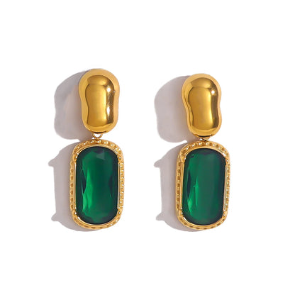 Wild and Free 18K Gold Plated Cubic Zirconia Stainless Steel Drop Earrings for Women