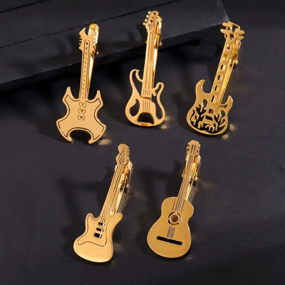 Creative Treble Clef Guitar Tie Clip for Men Titanium Steel Music Accessory