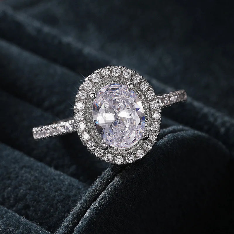 Real Moissanite 925 Sterling Silver Ring for Women Square Round Brilliant Diamond Band Wedding Jewelry Gift