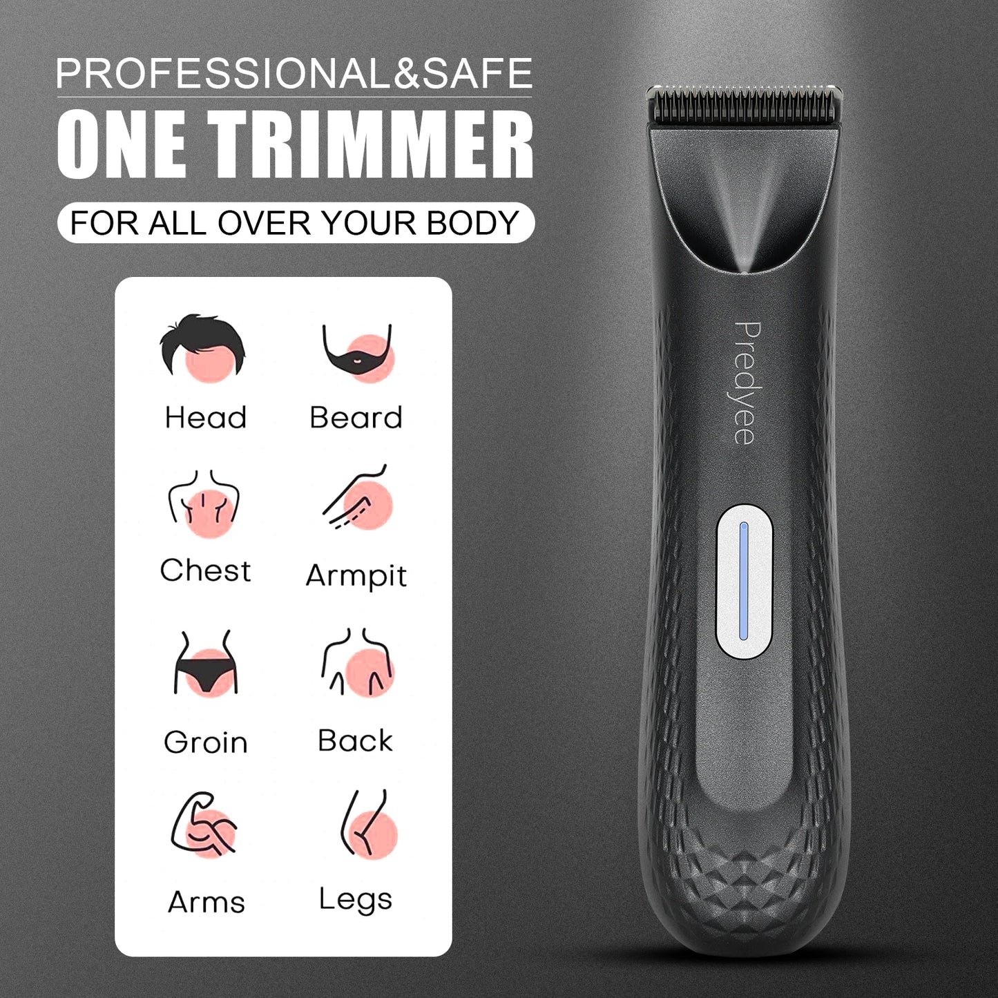 Electric Trimmer for Men's Groin Hair: Waterproof Groomer