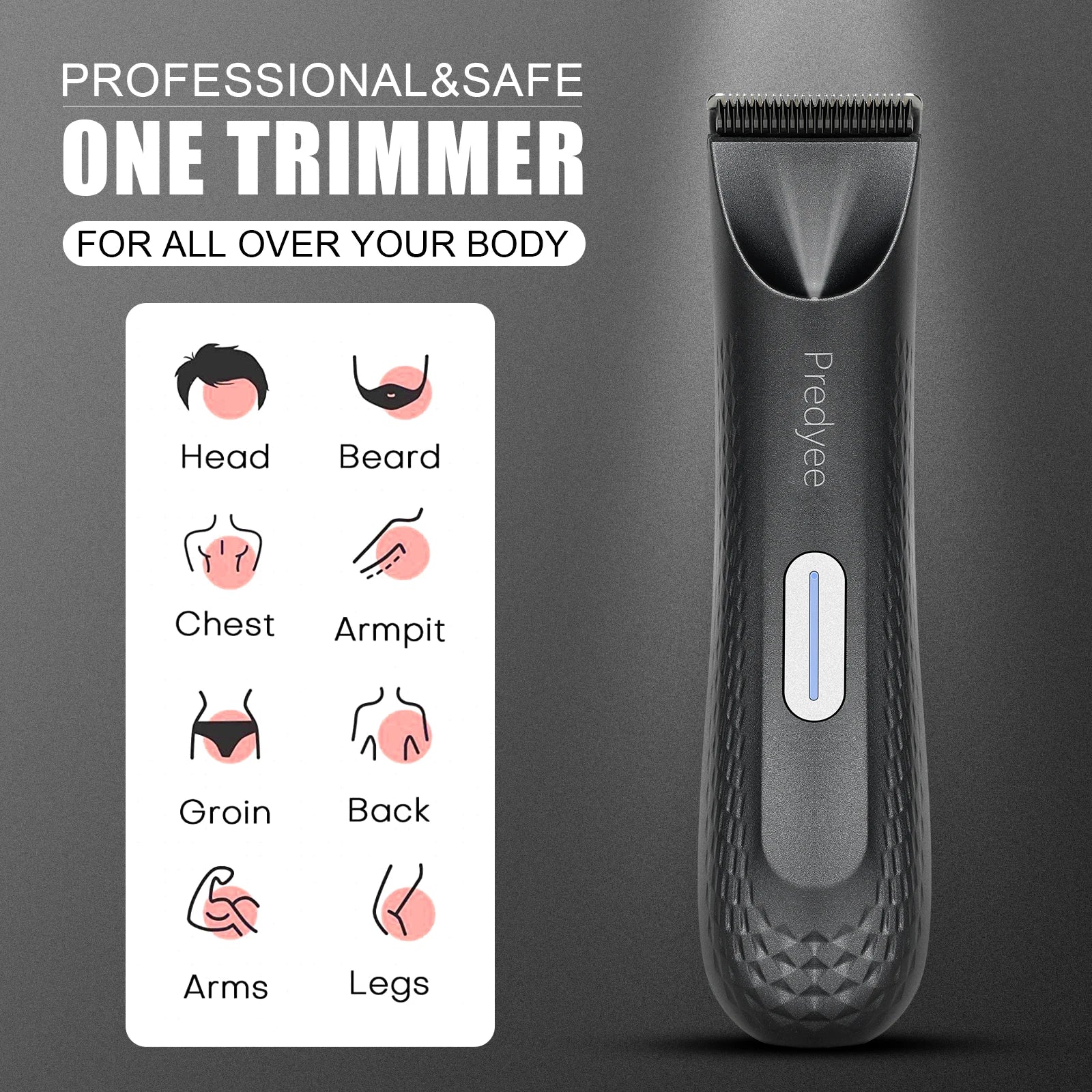 Electric Trimmer for Men's Groin Hair: Waterproof Groomer