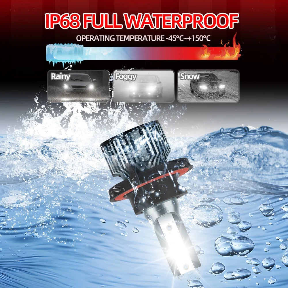 2pcs H13 9008 LED Car Headlight Bulb 18000LM 180W 6500K High Low Beam Auto Fog Lamp 400 Percent Brighter Than Halogen