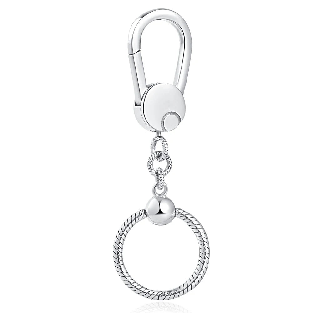 Authentic 925 Sterling Silver Key Ring Charm Holder Set for Women B776