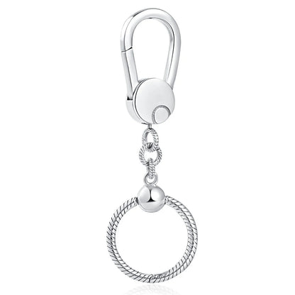 Authentic 925 Sterling Silver Key Ring Charm Holder Set for Women B776
