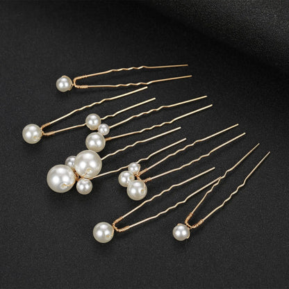 Elegant Bridal Rhinestone Hair Pins with Pearls for Wedding and Party