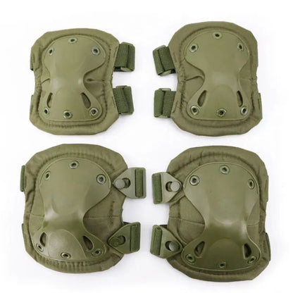 Outdoor Tactical Protective Gear Set Of 4 Knee And Elbow Pads Military Green