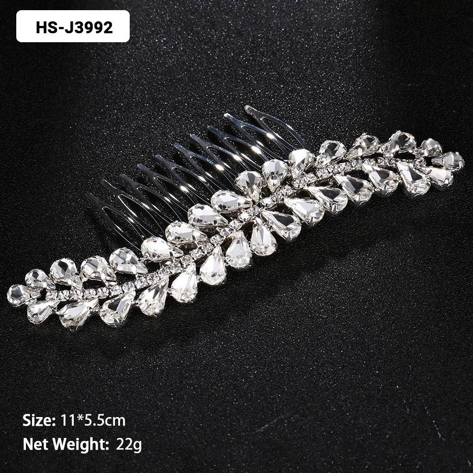 Efily Classic Silver Wedding Hair Combs - Crystal Rhinestone Bridal Accessories HS-J3992 Hair Combs