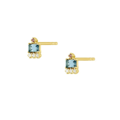 Elegant Water Lake Blue Zircon Hoop Earrings for Women Minimalist Circle Dangle Jewelry Accessories