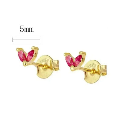 925 Sterling Silver Tiny Stud Earrings Colorful Crystal Luxury Jewelry LN0132-14