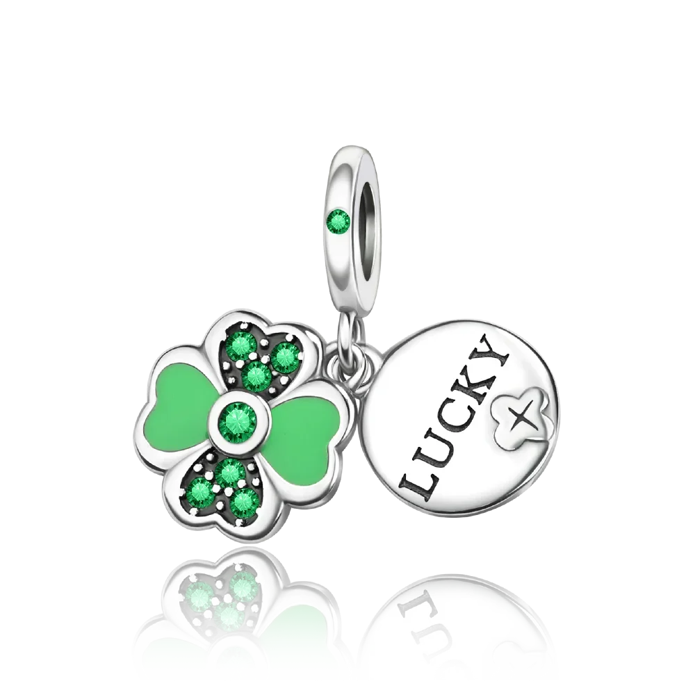 925 Sterling Silver Green Heart Clover Dinosaur Hot Air Balloon Charms for DIY Bracelets Fine Zircon Jewelry
