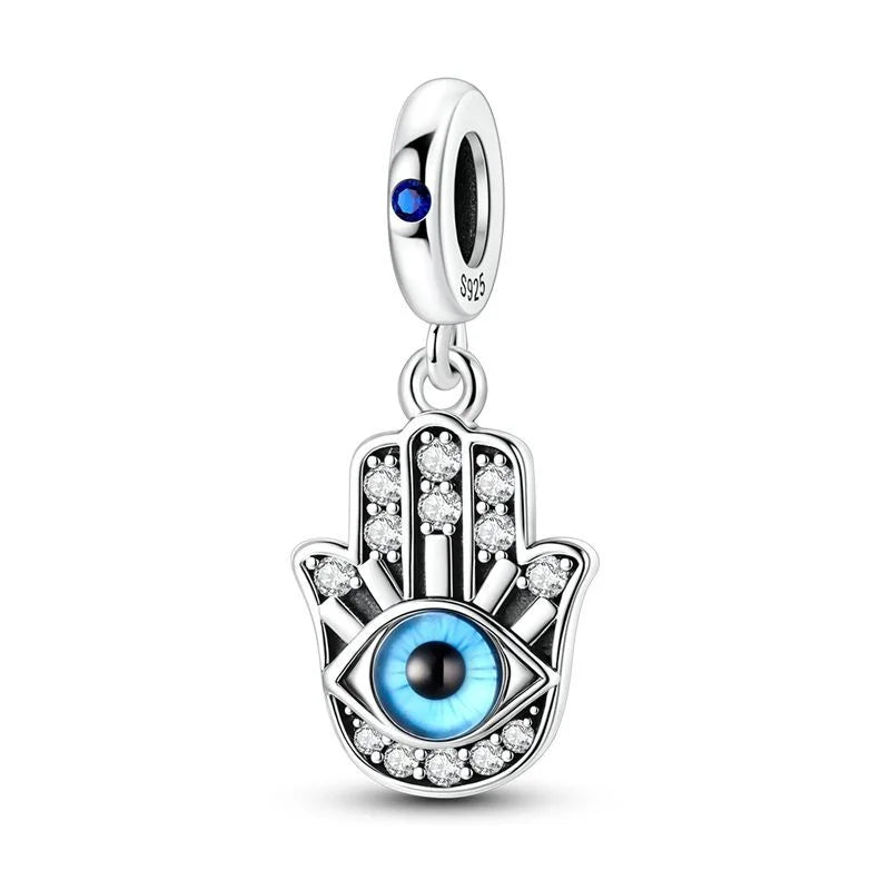 925 Sterling Silver Blue Evil Eye Jewelry Set With Zircon Charms Pendant Ring Earrings For Bracelet Necklace Gift