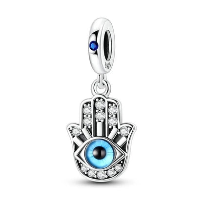 925 Sterling Silver Blue Evil Eye Jewelry Set With Zircon Charms Pendant Ring Earrings For Bracelet Necklace Gift