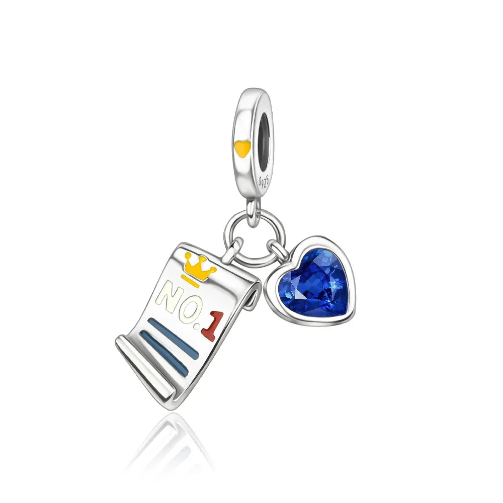 Original 925 Sterling Silver Blue Zircon Space Charms Aircraft Planet Astronaut Beads for DIY Necklace and Bracelet Jewelry Gift