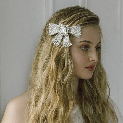 Luxury Rhinestone Bowknot Hairpins for Women Bridal and Wedding Accessories