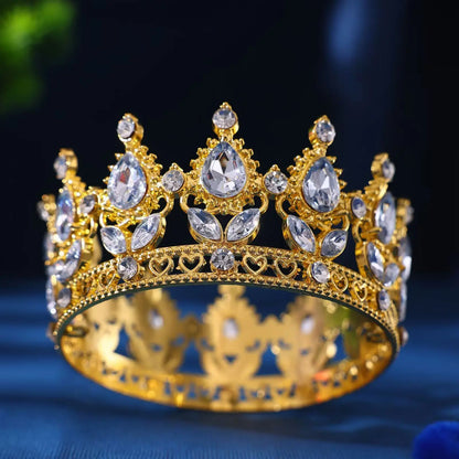 Elegant Baroque Rhinestone Crown Headdress for Weddings and Celebrations