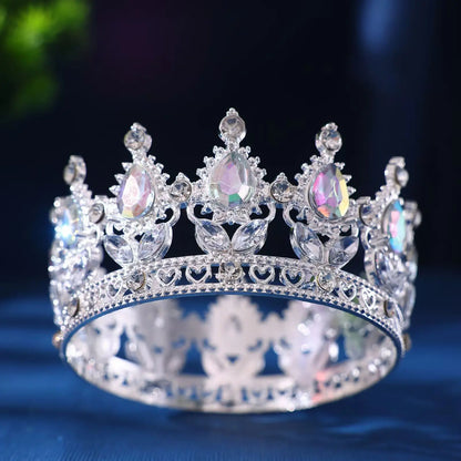 Elegant Baroque Rhinestone Crown Headdress for Weddings and Celebrations