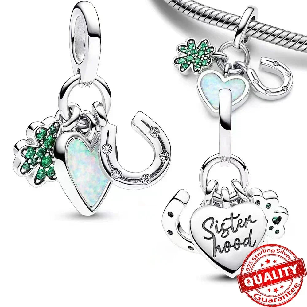 Green Monstera Leaf Charm 925 Sterling Silver Dangle Bracelet Jewelry for Women FCC280