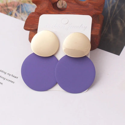 Elegant Double-Layer Round Pendant Drop Earrings for Women - European Fashion Zinc Alloy Dangles