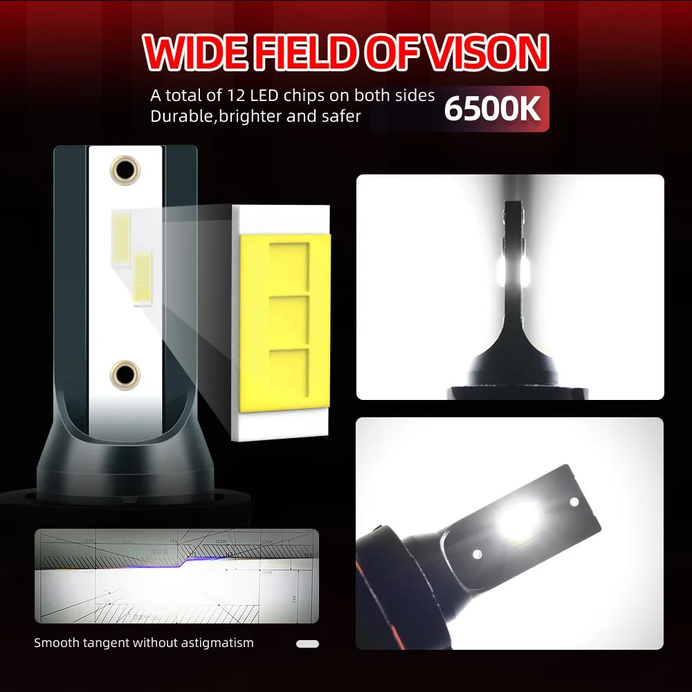 2pcs H13 9008 LED Car Headlight Bulb 18000LM 180W 6500K High Low Beam Auto Fog Lamp 400 Percent Brighter Than Halogen