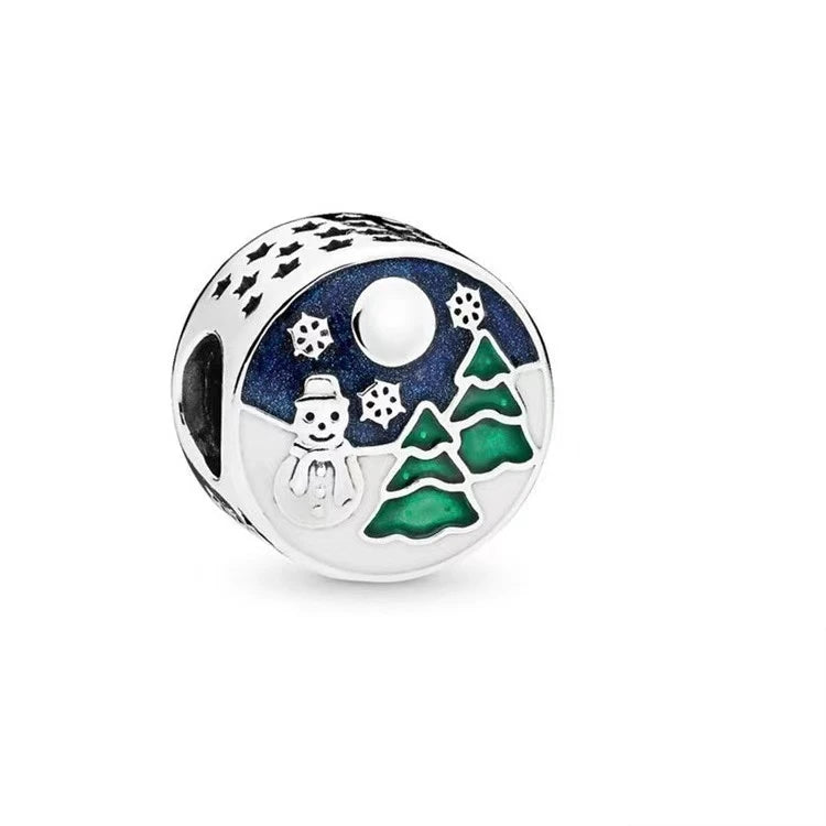 DIY Christmas Charm Bracelet with Santa Reindeer Snowman Tree Train Beads in Silver 925 YY0331