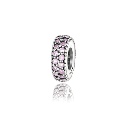 925 Sterling Silver Heart Blooming Rose Full Diamond Zircon Charms Pendant Beads for Bracelets and Necklaces