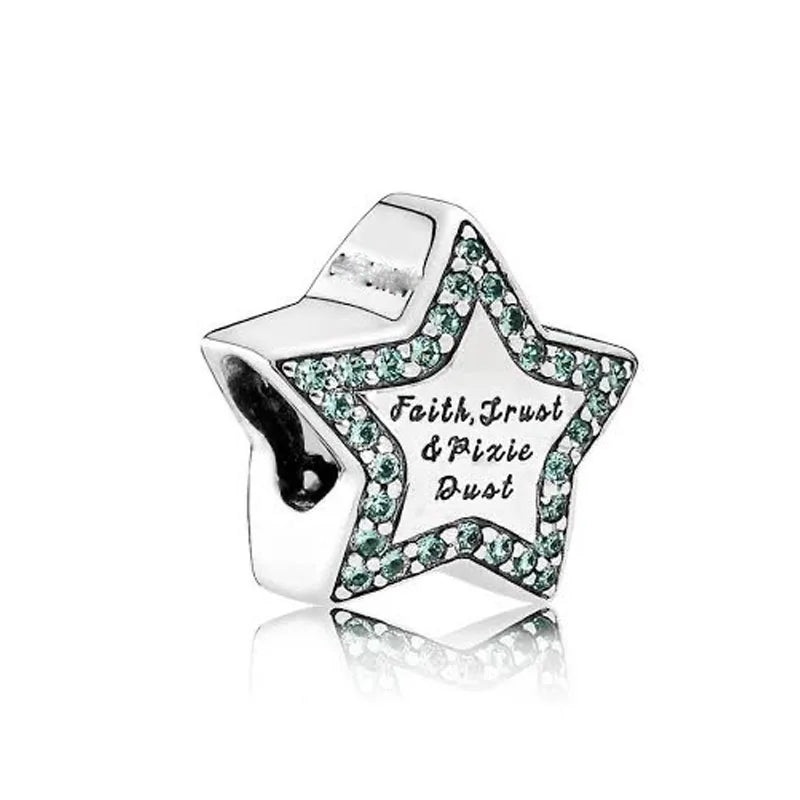 925 Sterling Silver Green Clover Pendant for European Bracelet Charms Women Jewelry B1069