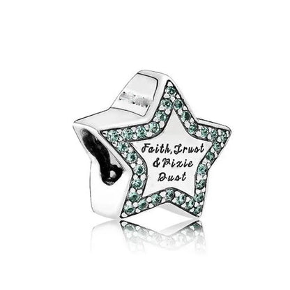925 Sterling Silver Green Clover Pendant for European Bracelet Charms Women Jewelry B1069