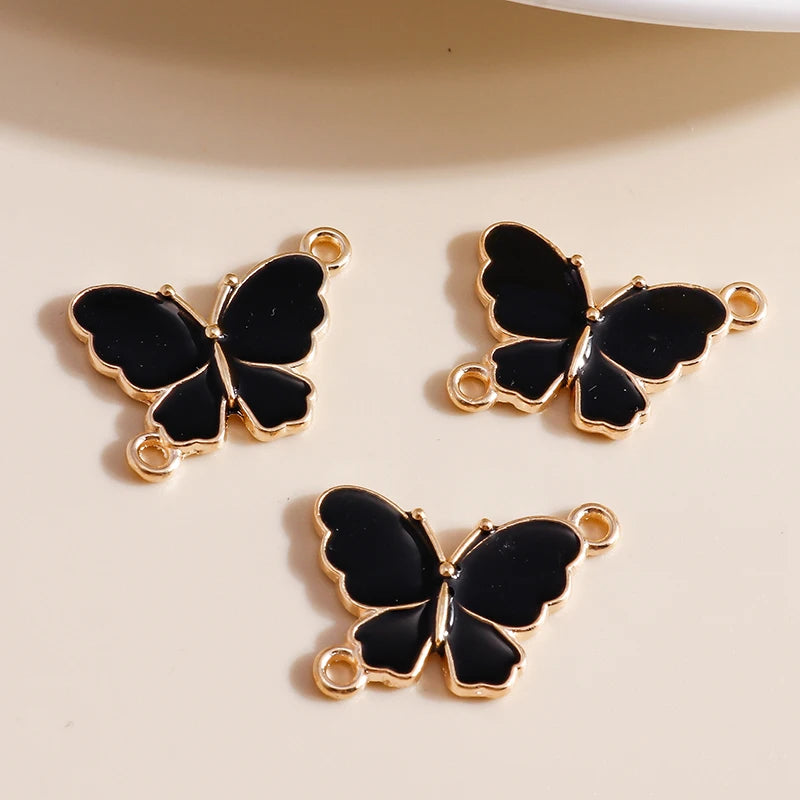 10 Pieces Mixed Cute Animal Charms Enamel Butterfly Cow Snail Cat Rabbit Deer Pendants for DIY Jewelry Making