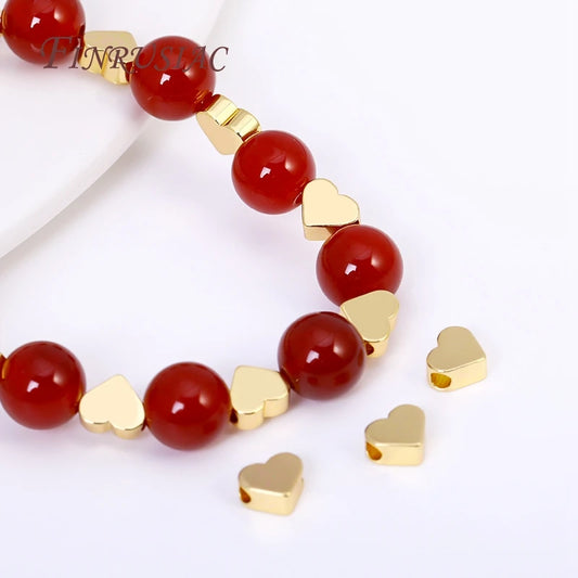18K Gold Plated Heart Spacer Beads for DIY Jewelry Making Accessories 6x5MM with 2.5MM Hole Size