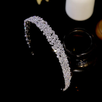 ASNORA Luxury Crystal Bridal Headband Silver Wedding Crown Elegant Hair Accessories for Bridesmaids