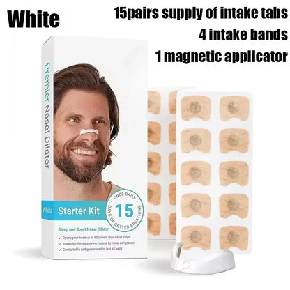 15 Pairs Magnetic Nasal Breathing Dilator Kit for Enhanced Oxygen Intake and Anti-Snoring Support