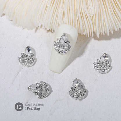 Elegant Gold Silver Metal Bowknot Nail Charm 3D Rhinestone Decor for DIY Manicure Art