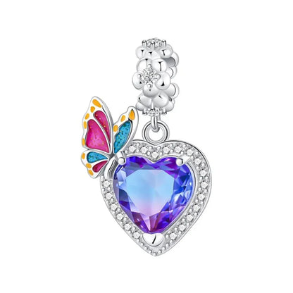 Sparkling Purple Jellyfish Sterling Silver 925 Charm Bead Birthday Pendant for DIY Bracelet Jewelry
