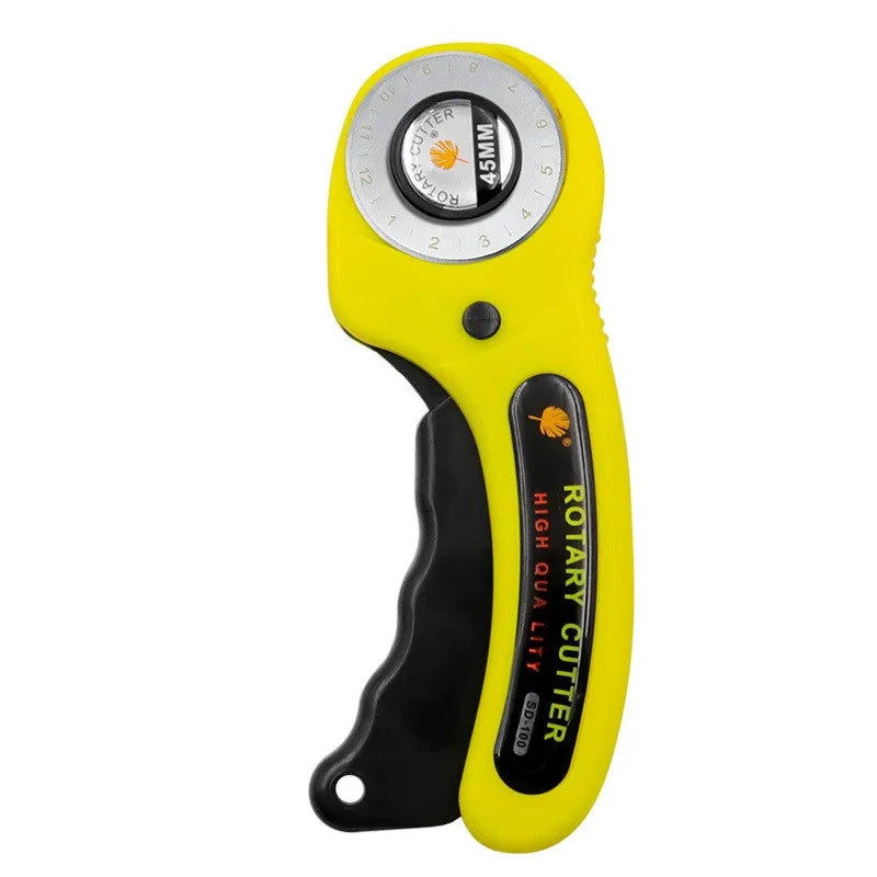 Ergonomic 45mm Rotary Cutter Set - Top-Rated Leather Craft Tool for Effortless DIY Sewing & Quilting Yellow Cutter